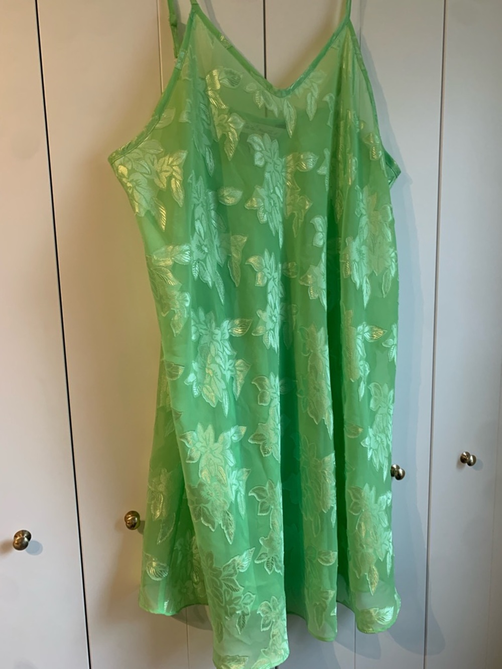 Vintage Lane Bryant Green Floral Sheer Slip Dress lingerie Size 22/24 - Picture 2 of 4